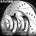 Front and Rear Brake Rotors Silver Drilled Slotted Semi Metallic Brake Pads V807