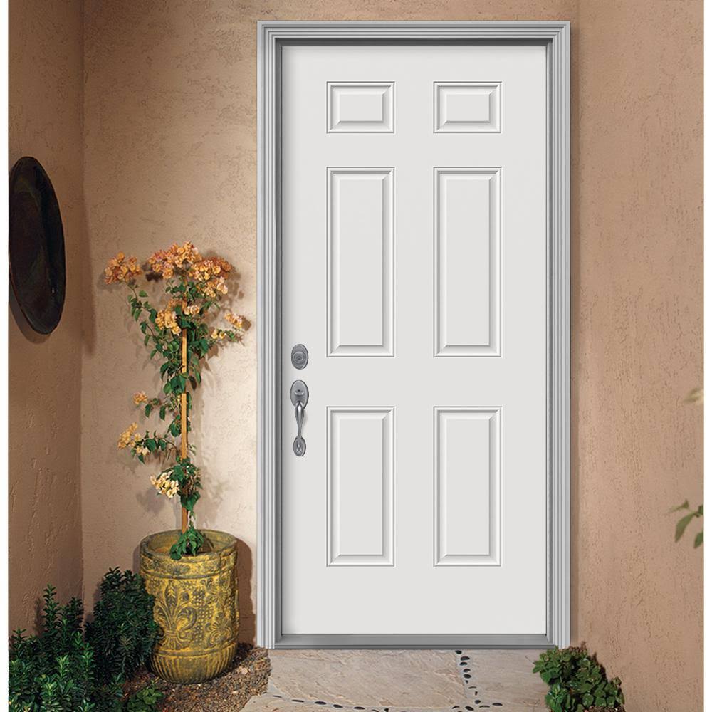6-Panel Primed Steel Front Door Slab F703