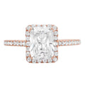 18K Rose Gold Halo Engagement Ring With Crystal Side Stones A6001