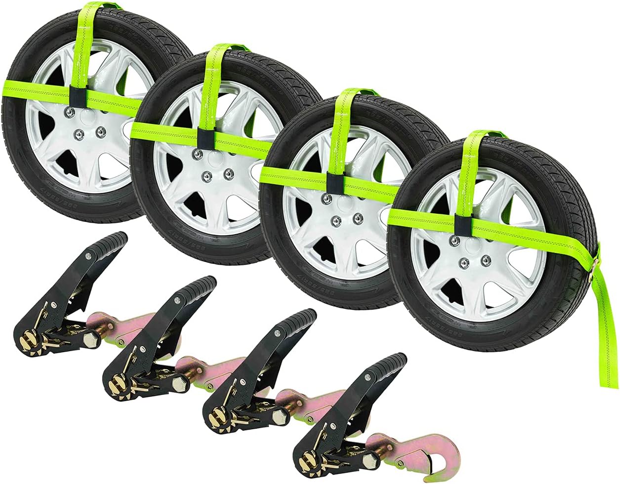 4 Pack 2 x 10' Car Tie Down Ratchet Strap with Flat Hook C2936
