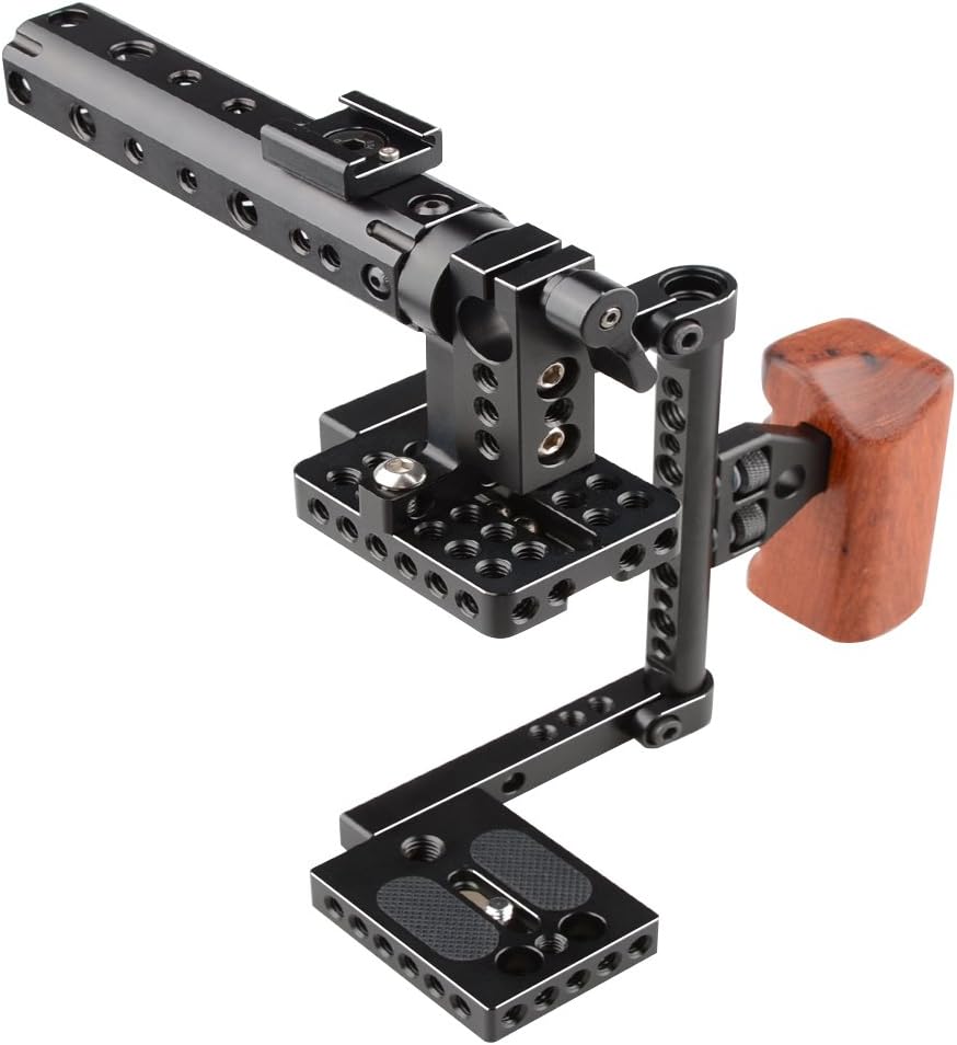 DSLR Camera with Cage Top Handle Wood Grip B961