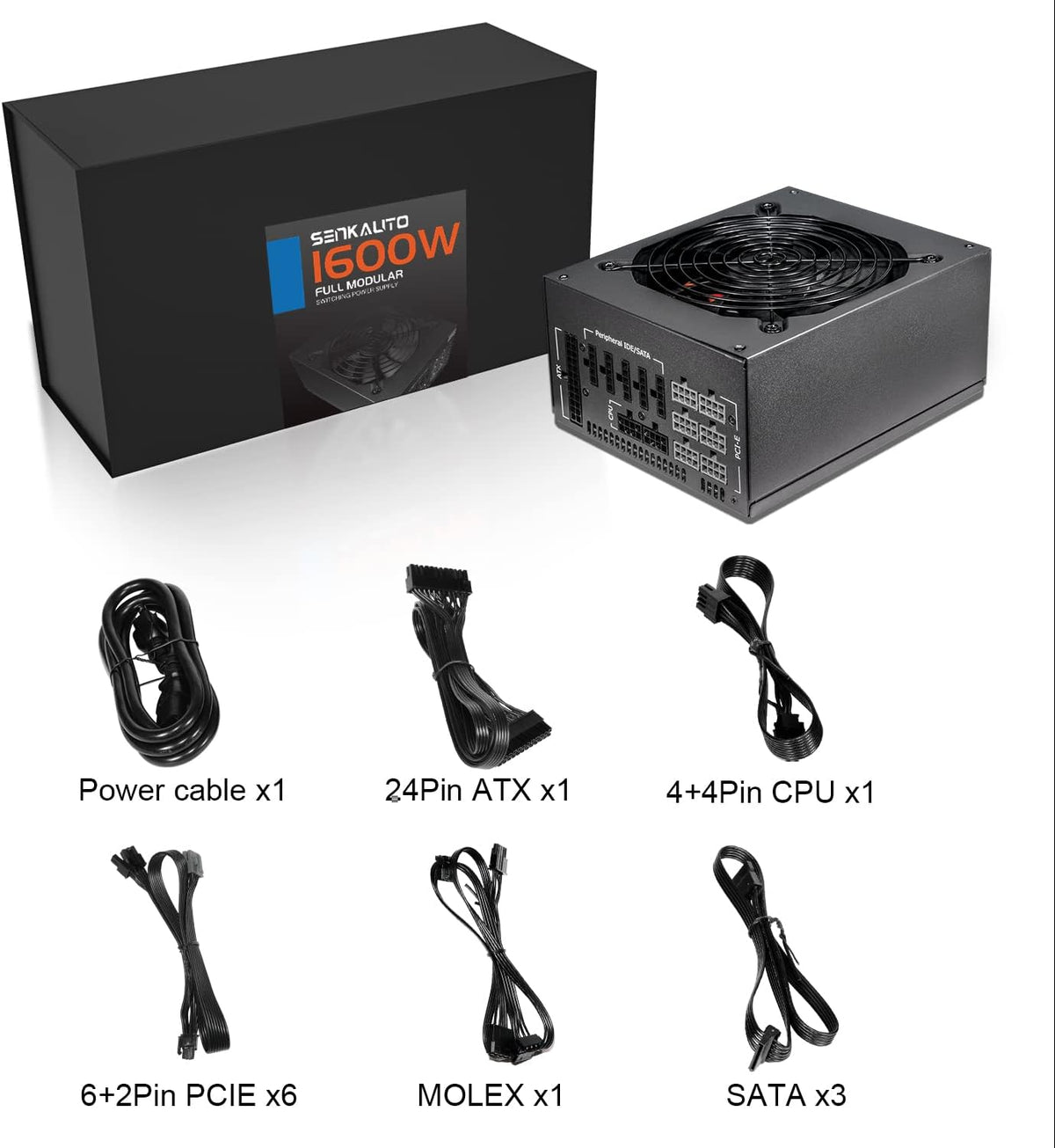 1600W Fully Modular Power Supply with 140mm Fan J6082