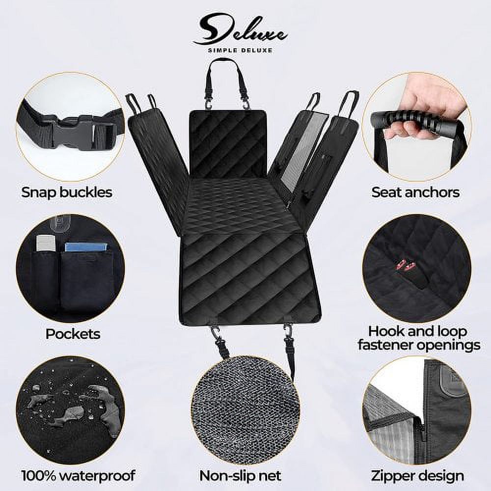 100% Waterproof Dog Car Seat Cover with Mesh Window I55422
