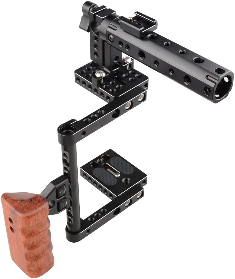 DSLR Camera with Cage Top Handle Wood Grip B961