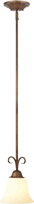 Ebony Gold Finish Burnt Scavo Glass One-Light Pendant V26391