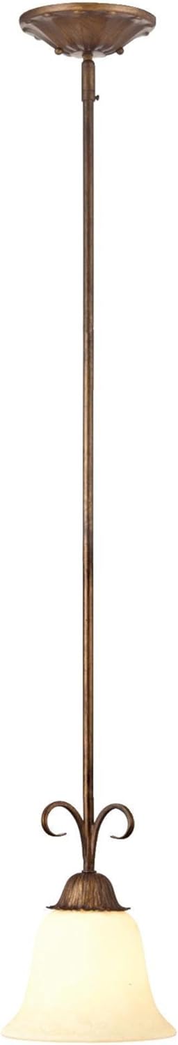 Ebony Gold Finish Burnt Scavo Glass One-Light Pendant V26391