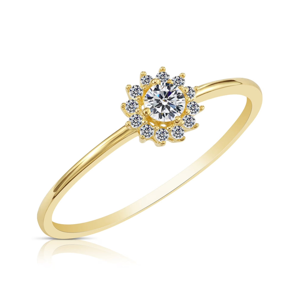 10K Yellow Gold Flower Ring with Cubic Zirconia Stones Size 6 Y320