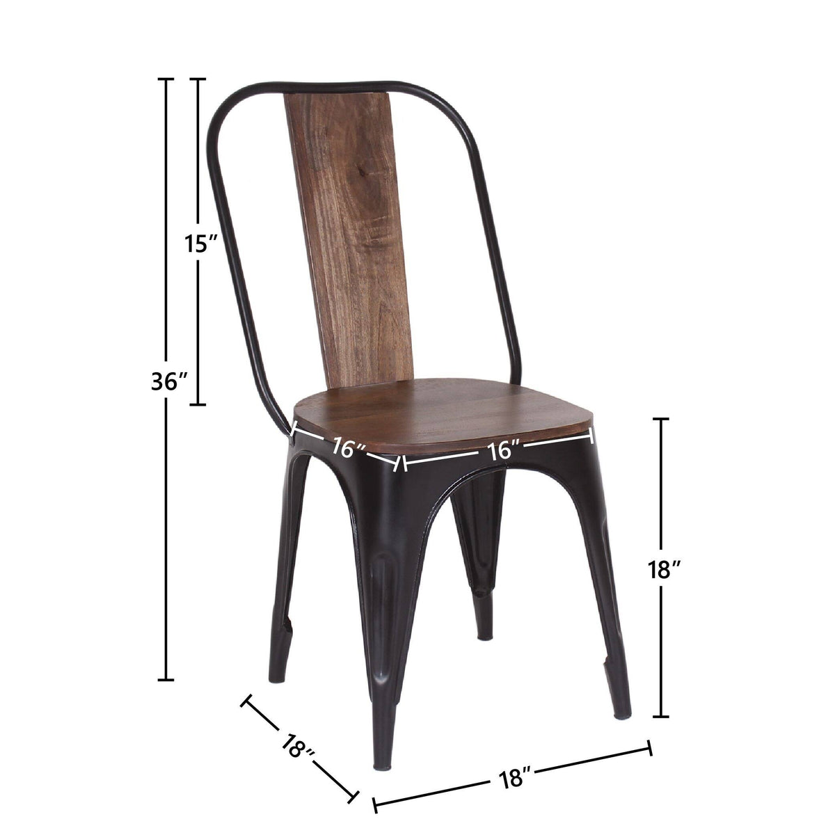 Industrial Iron Mango Wood Side Dining Chairs (Set of 2) Brown P11658