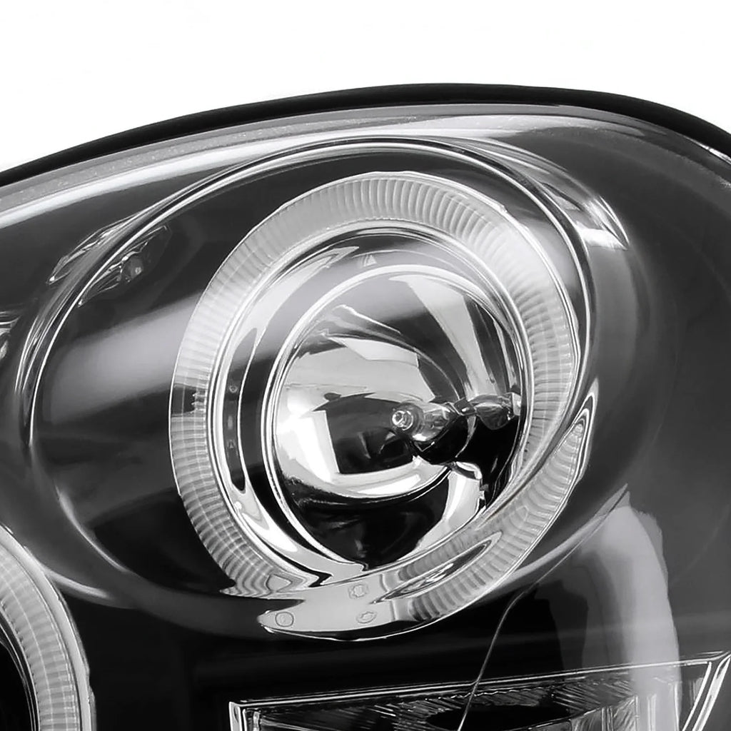 Black LED Dual Halo Projector Headlights Pair Assembly V2691