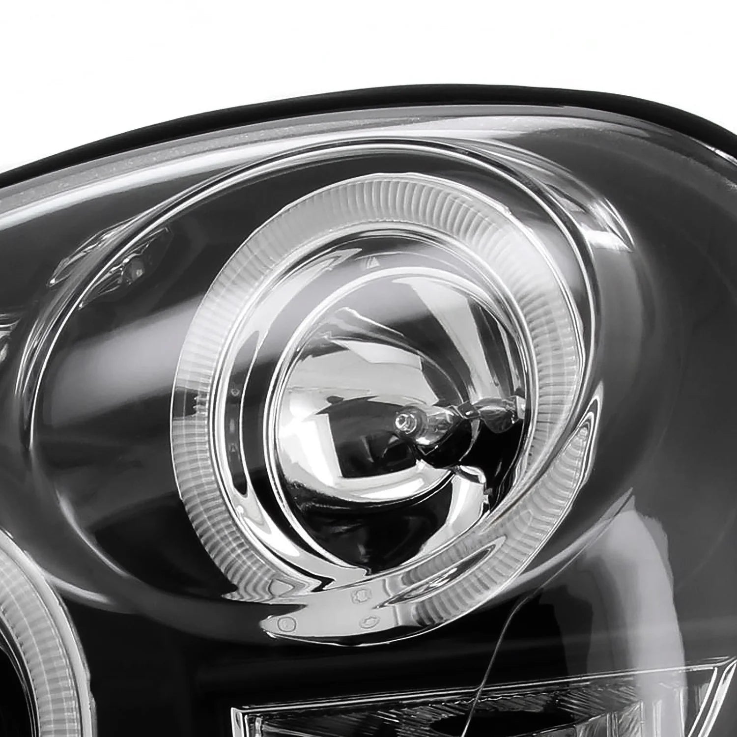 Black LED Dual Halo Projector Headlights Pair Assembly V2691