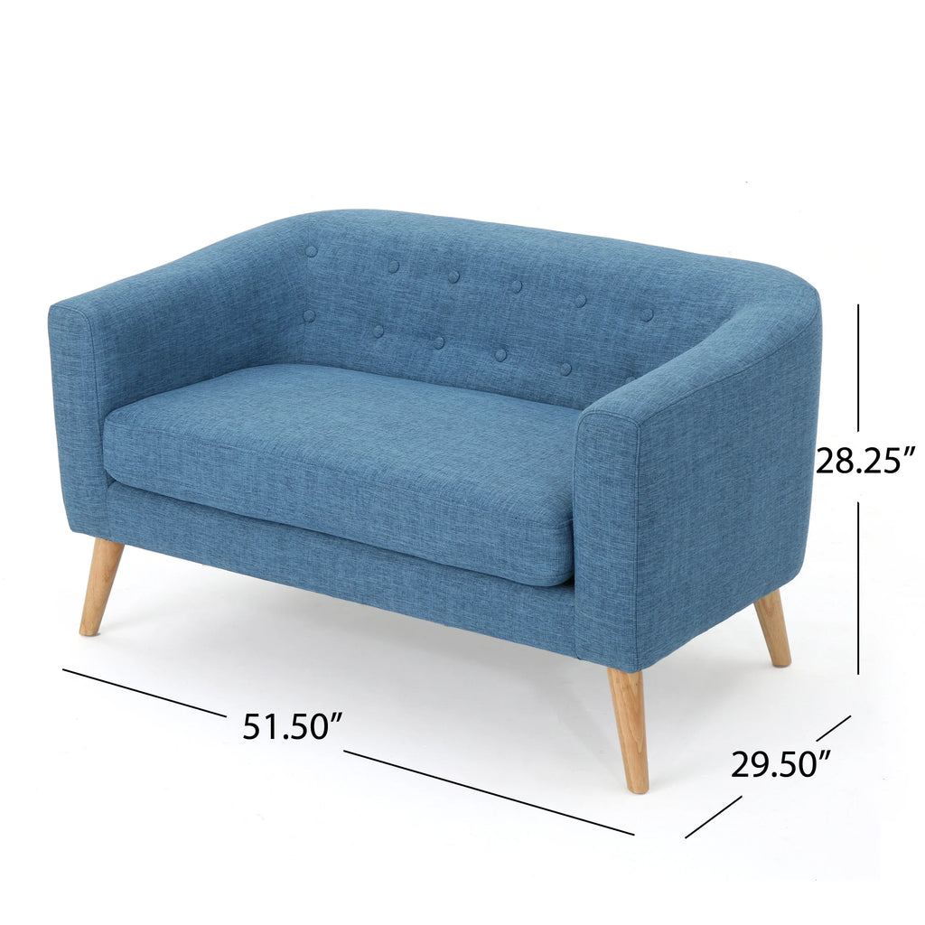 Muted Blue Fabric Loveseat F252