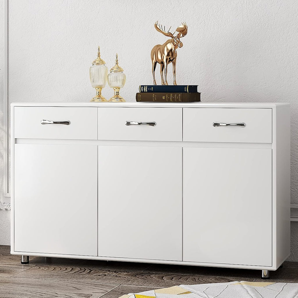 White 3 Doors 3 Drawers Sideboard Cabinet Q735