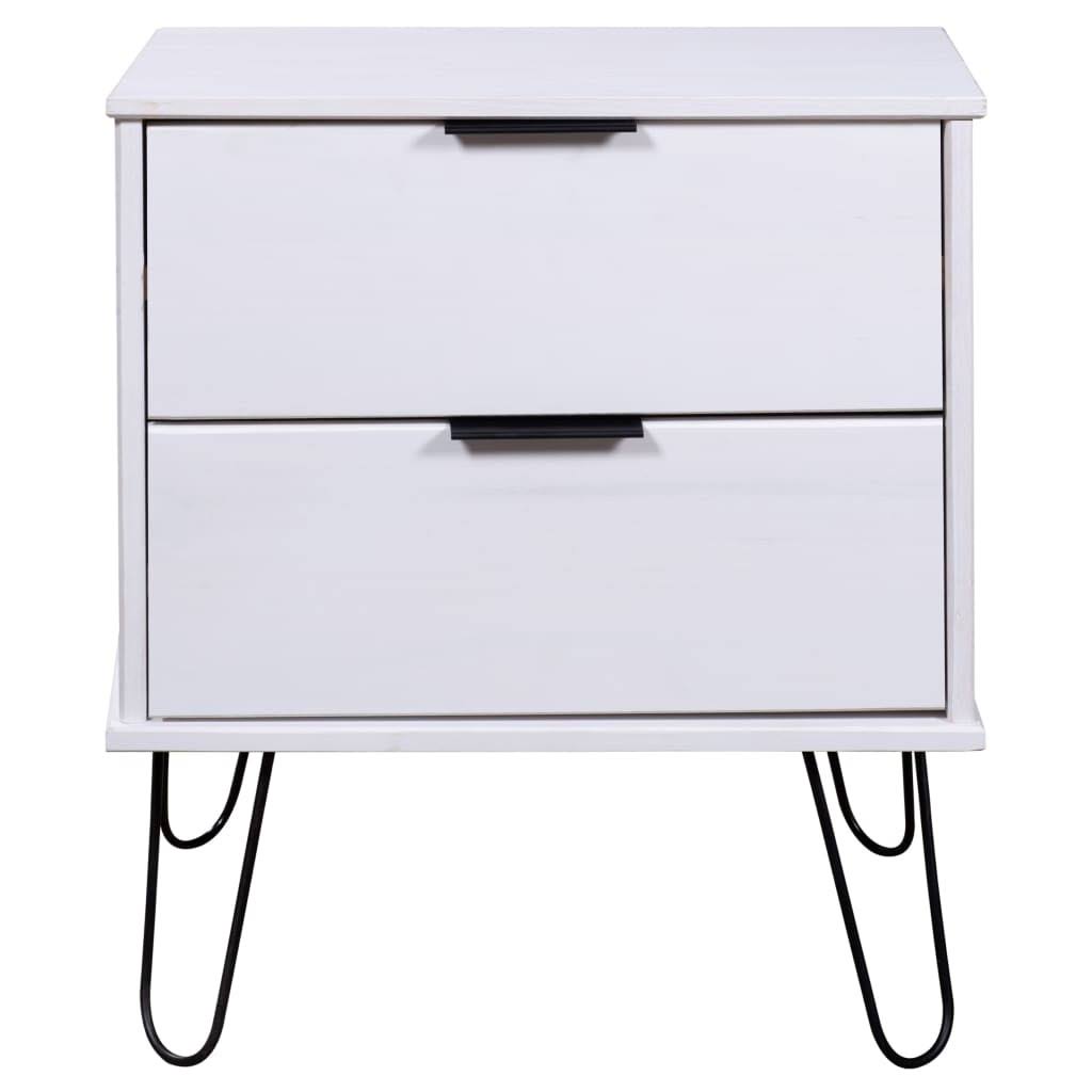 White Solid Pine Wood Bedside Cabinet C53019