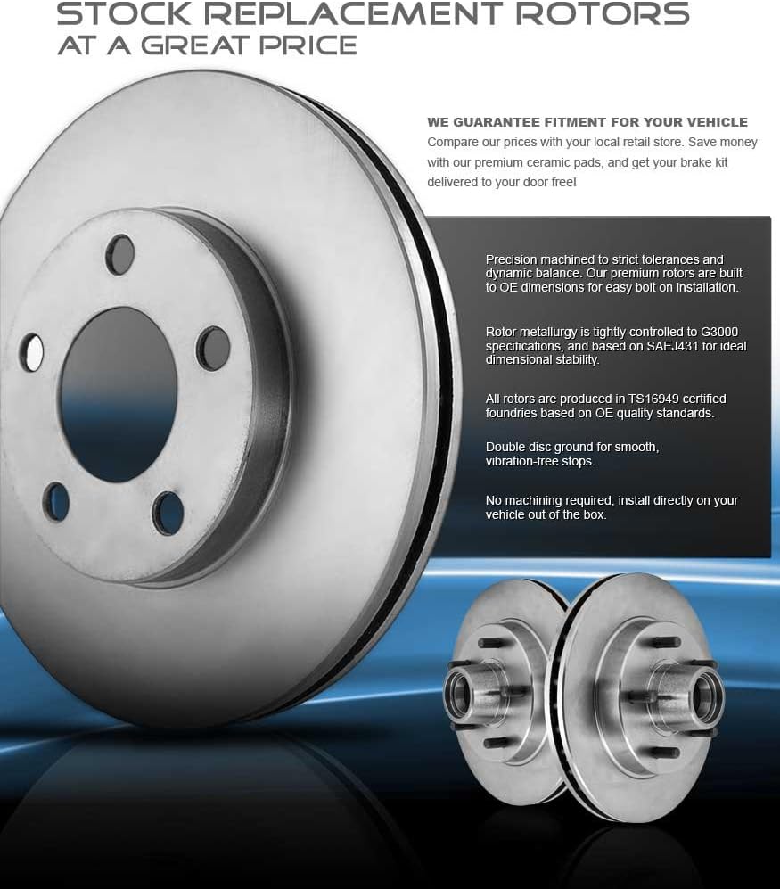 Premium OE 5 Lug Rotors + Ceramic Brake Pads + Clips H154049