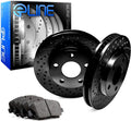 Front Black Drilled Brake Rotors Kit with Semi-Met Pads U396