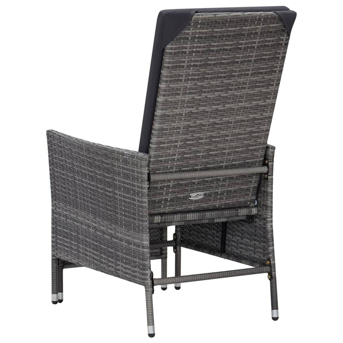 2 Piece Poly Rattan Gray Patio Lounge Set with Cushions Armchair Footrest Coffee Table L527