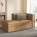 Modular Sectional Couch Sofa with Reversible Storage Chaise, Caramel Brown O3165