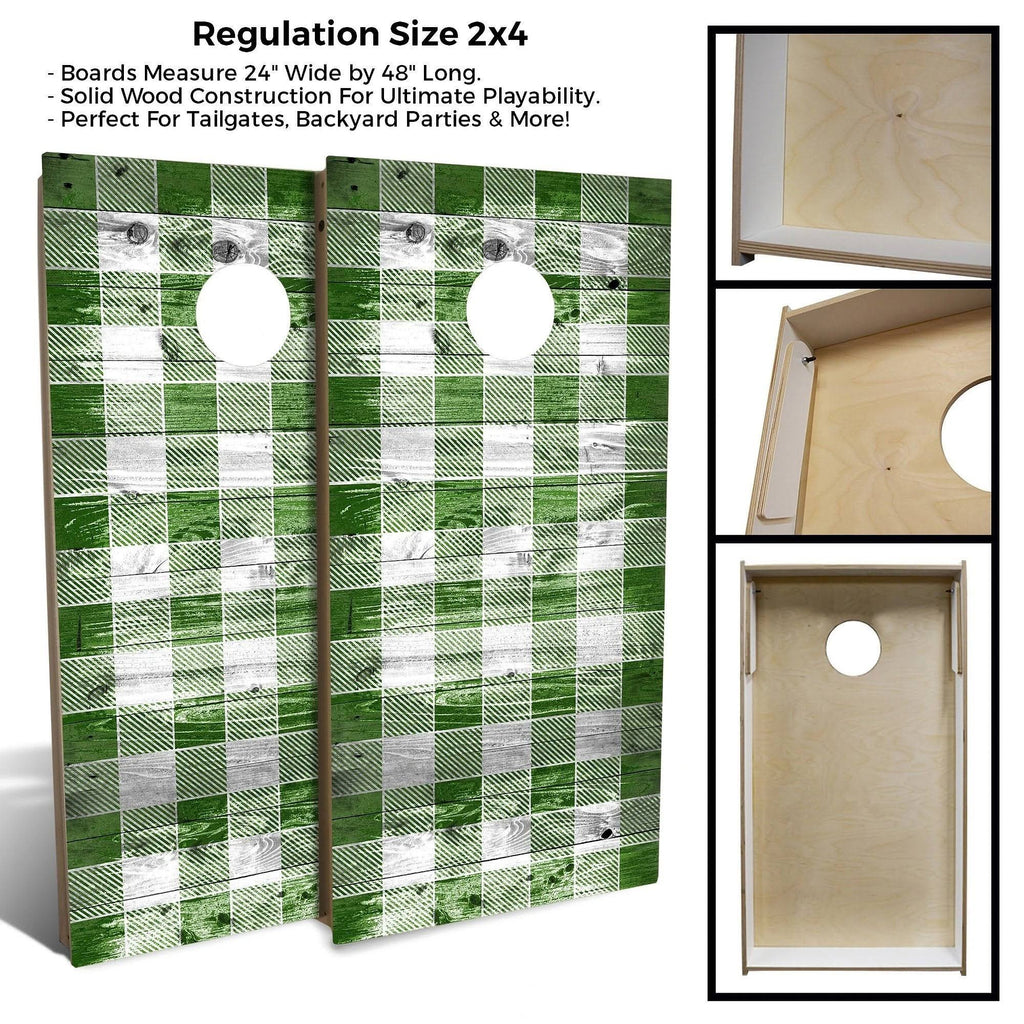 Green Checkered Cornhole Set with Carrying Case E527821