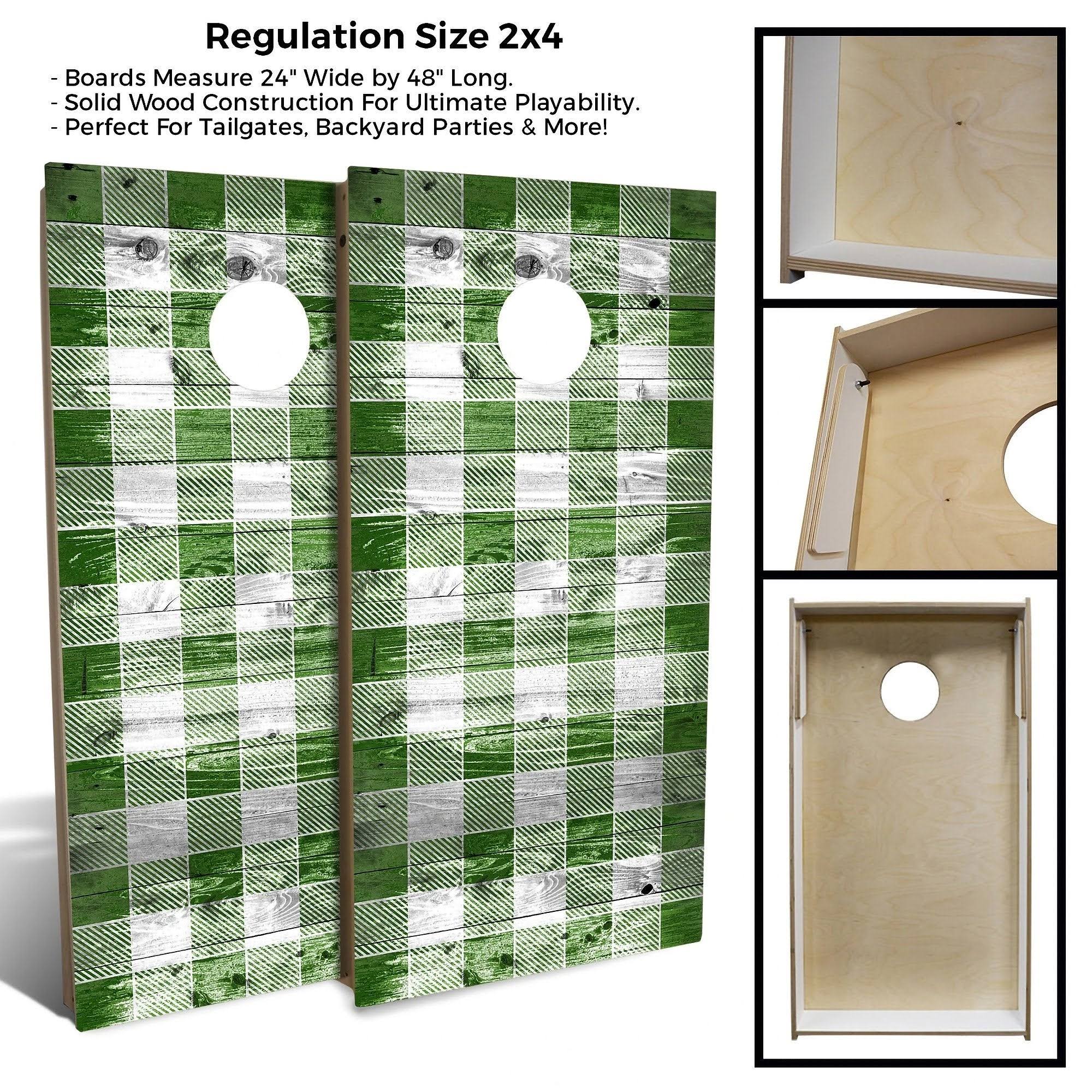 Green Checkered Cornhole Set with Carrying Case E527821
