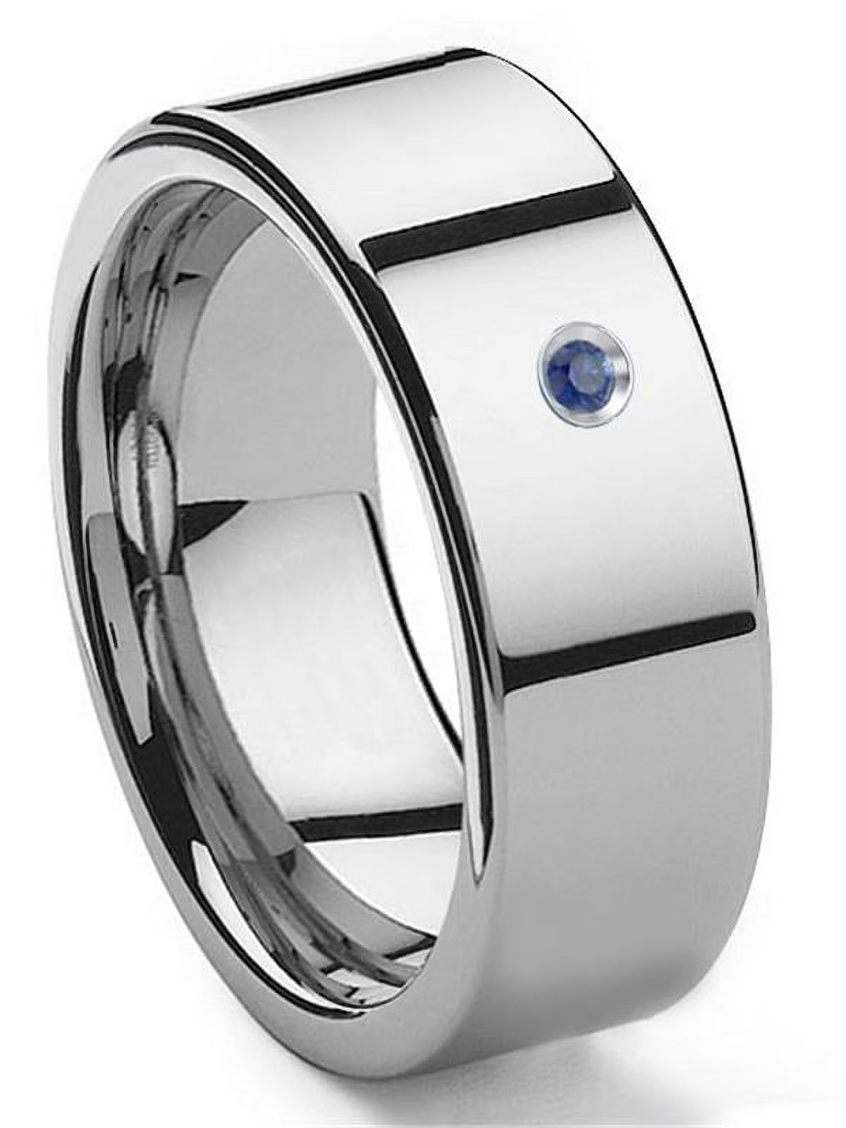 Titanium Tungsten Carbide Sapphire 10MM Flat Comfort Fit Mens Wedding Band Ring V681052