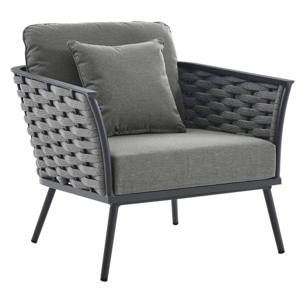 3 Piece Outdoor Aluminum Sectional Sofa Set in Gray Charcoal L703666