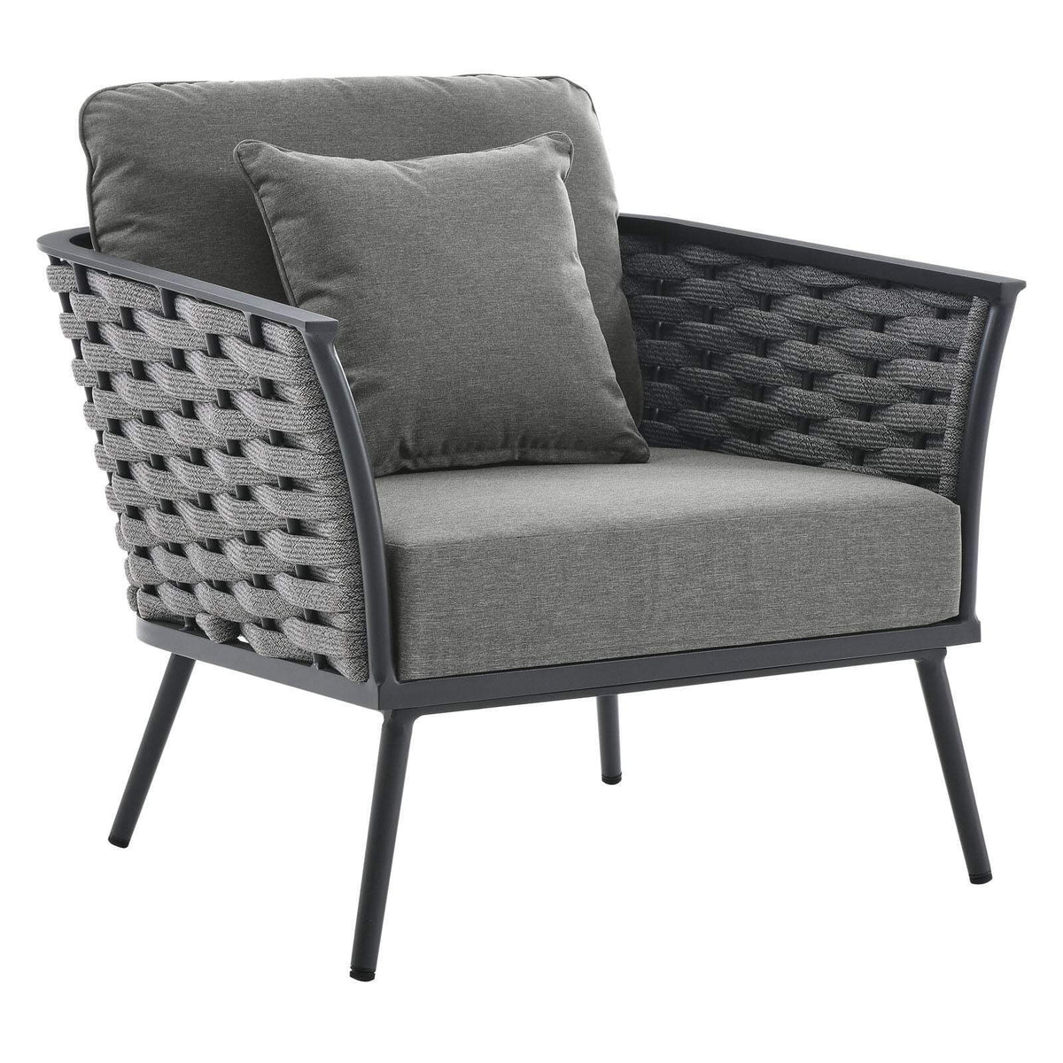 3 Piece Outdoor Aluminum Sectional Sofa Set in Gray Charcoal L703666