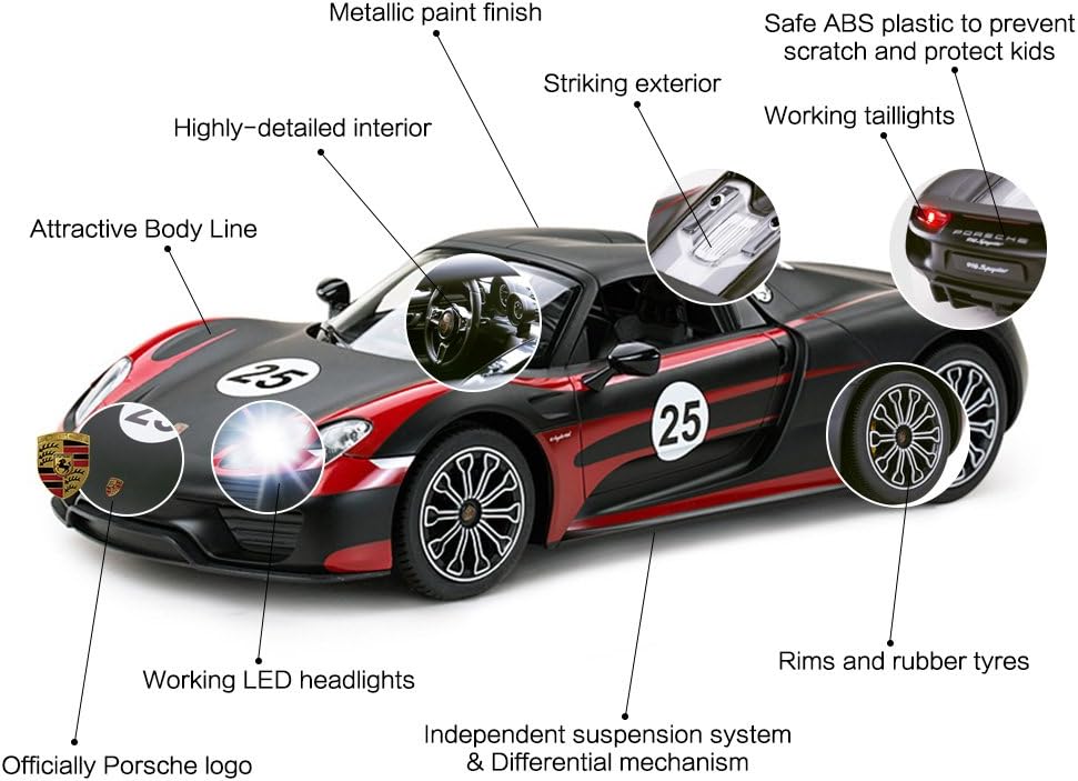 Black 1:14 RC Porsche Toy Car T3462