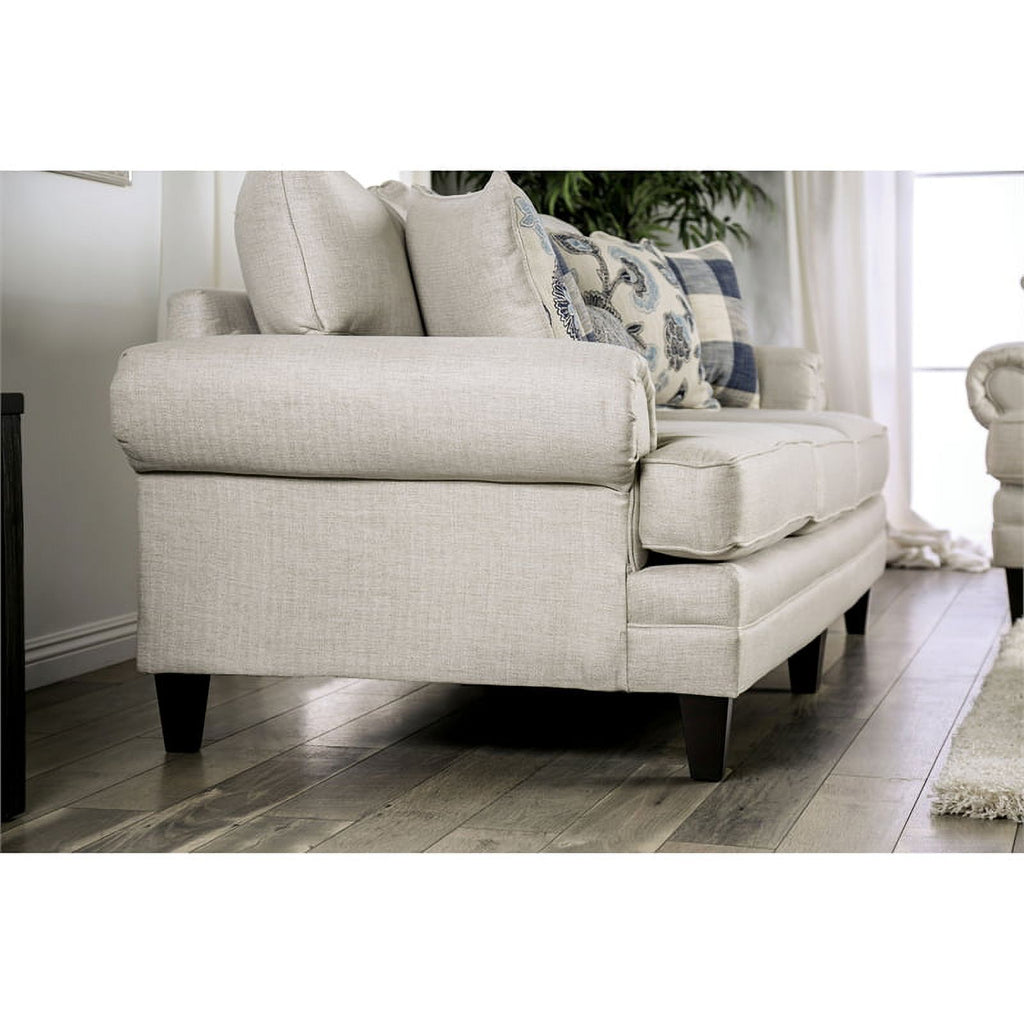 Ivory Fabric 3pc Sofa Set with Floral Chair M806663