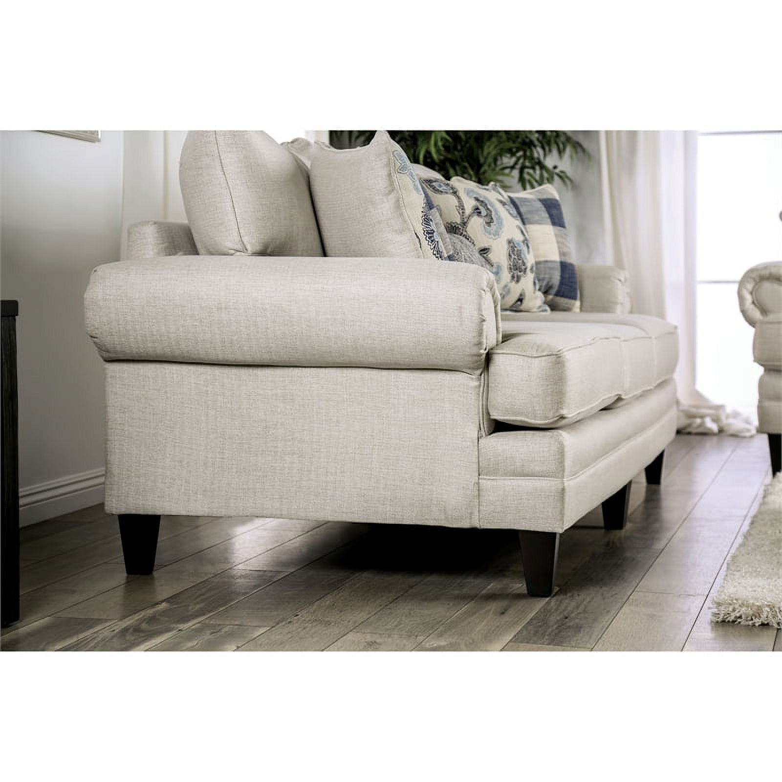 Ivory Fabric 3pc Sofa Set with Floral Chair M806663