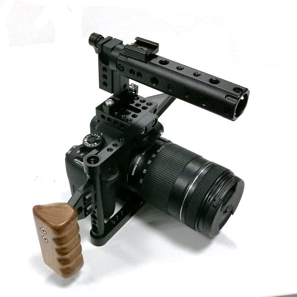 DSLR Camera with Cage Top Handle Wood Grip B961