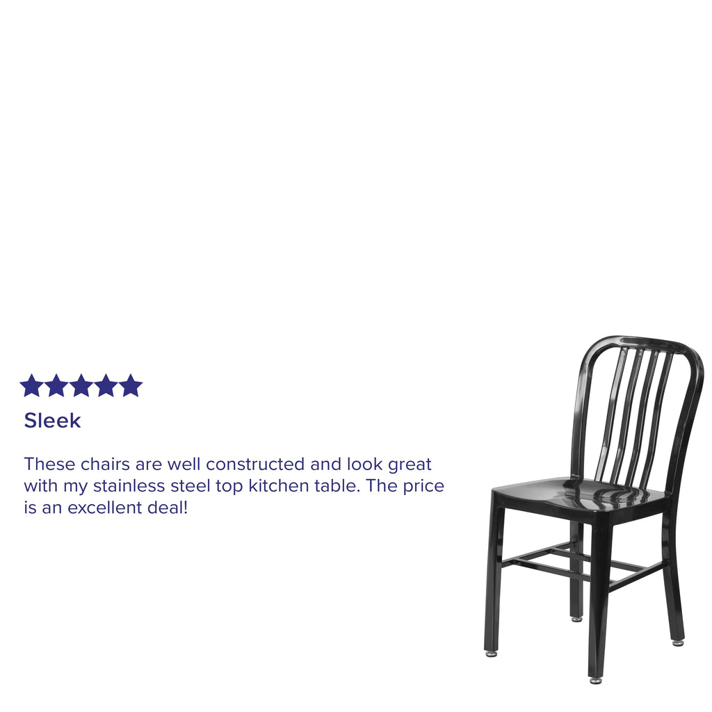 18 Inch Black Galvanized Steel Indoor/Outdoor Dining Chair T7469
