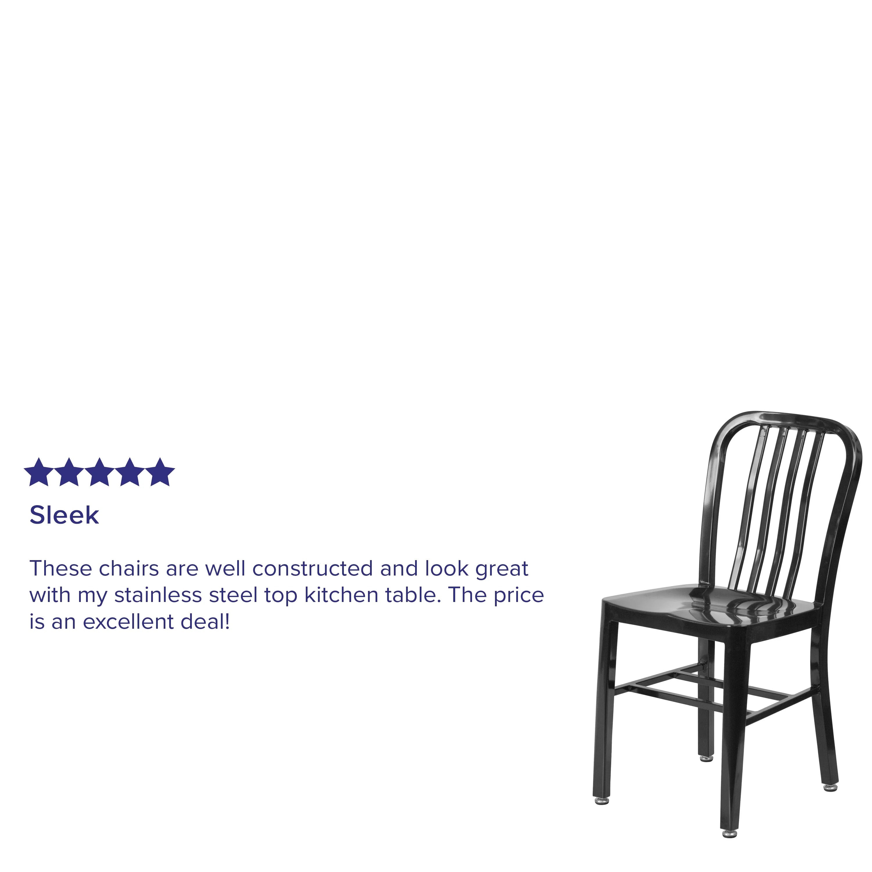18 Inch Black Galvanized Steel Indoor/Outdoor Dining Chair T7469