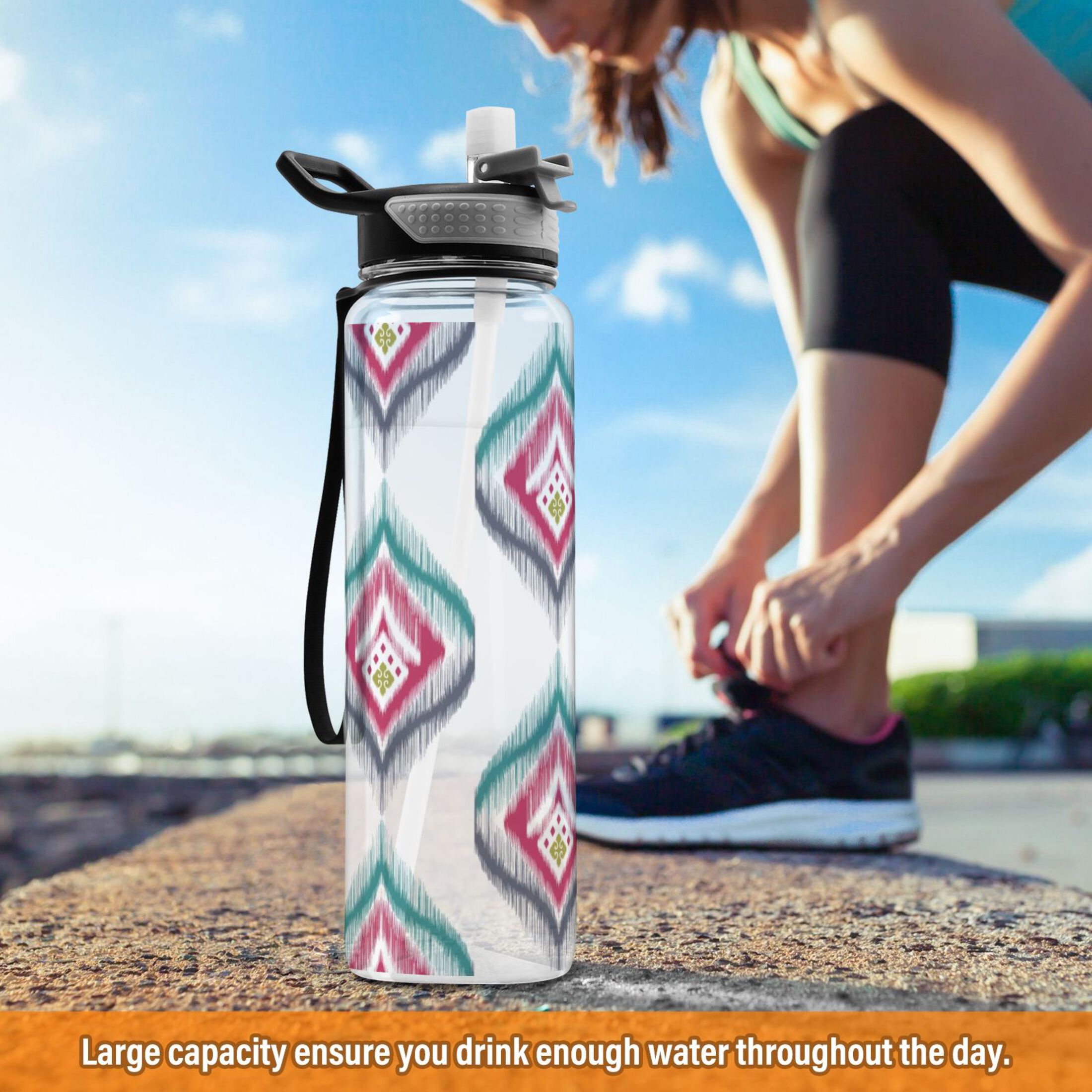 Clear 32oz Tritan Sports Water Bottle with Straw C385