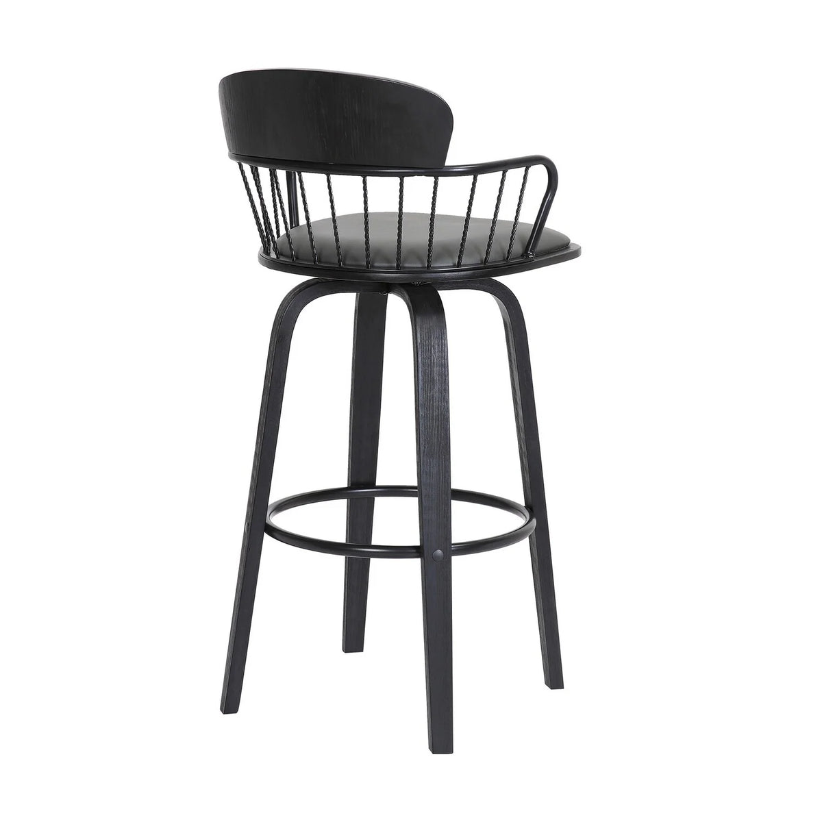 Gray Faux Leather Barstool Chair S165