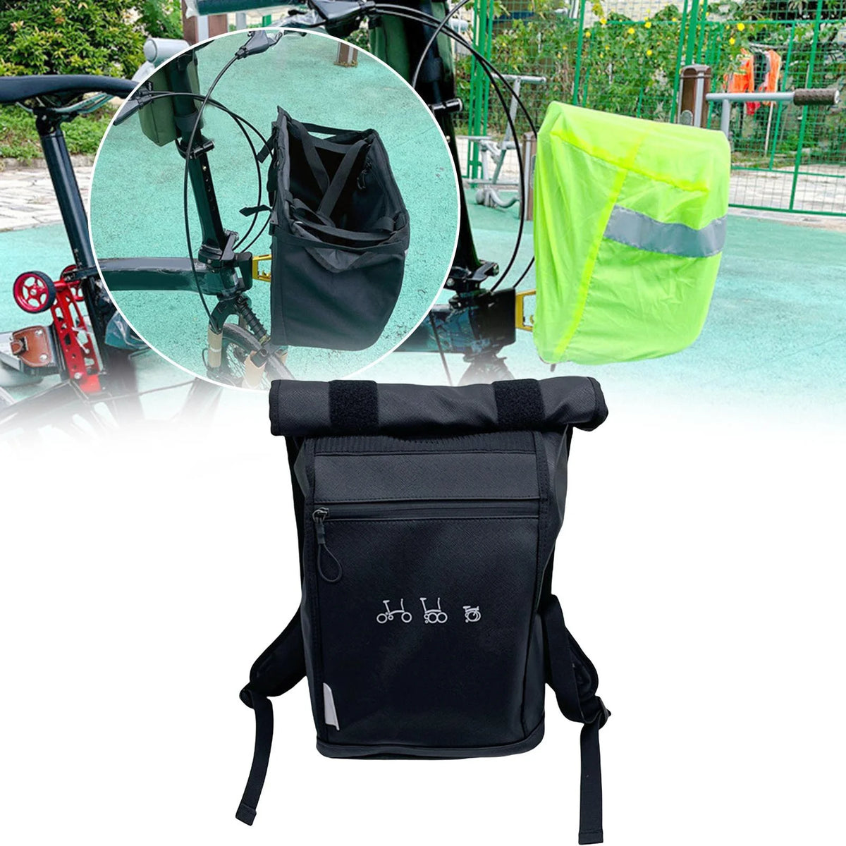 Folding Bike Basket Nylon Bag Large Capacity W200639