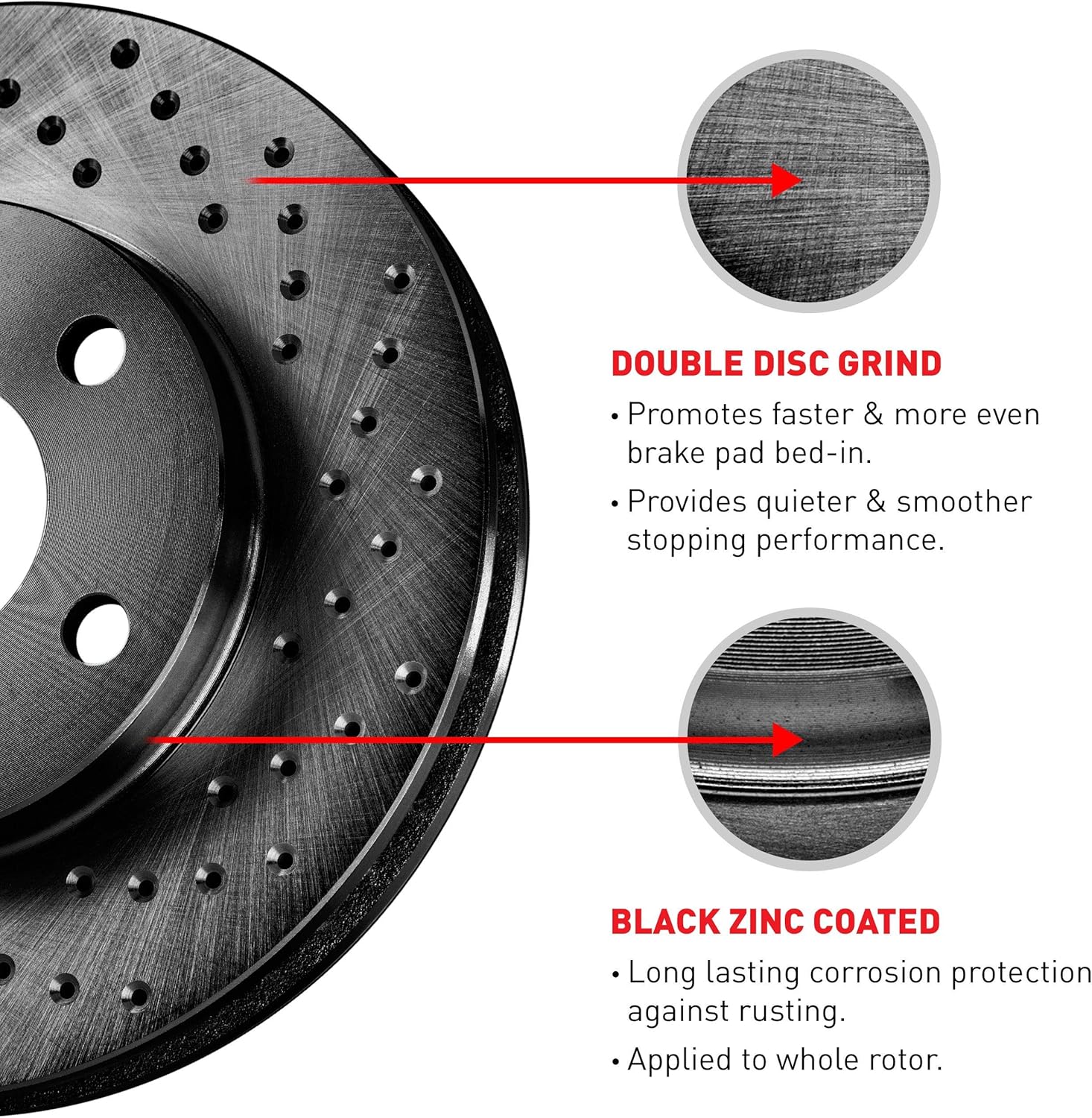 Front Black Drilled Brake Rotors Kit with Semi-Met Pads U396