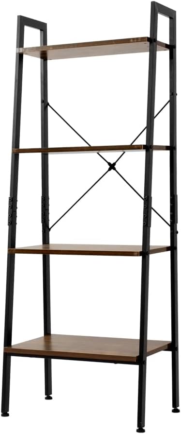 5-Tier Tall Bookcase, Industrial Style Bookshelf, Rustic Brown Z76212