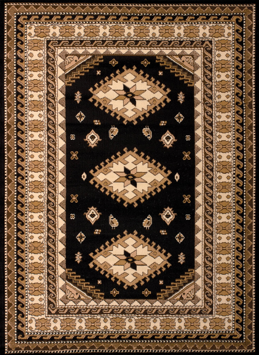 Black Bordered Area Rug H9354