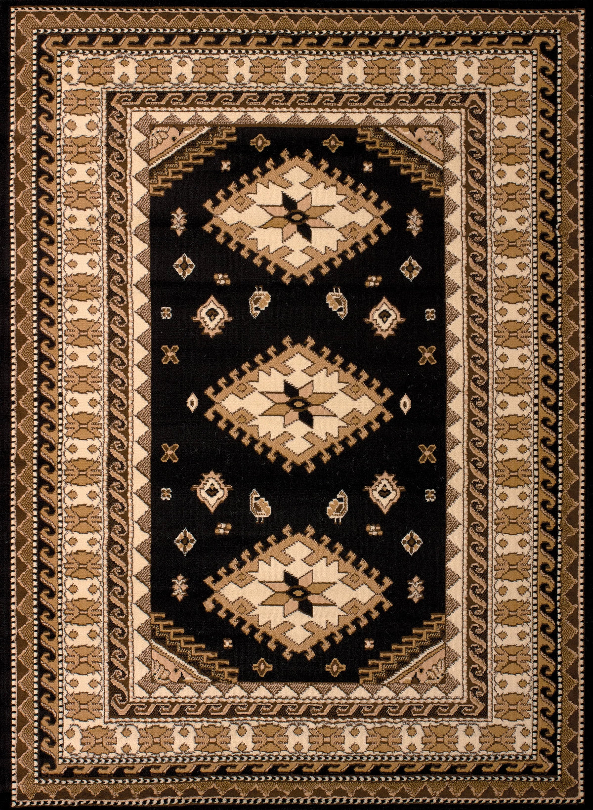 Black Bordered Area Rug H9354