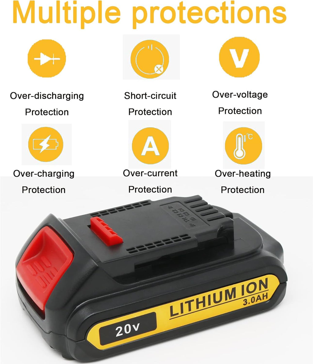2Packs 20V 3.0Ah Battery and Charger Combo for Cordless Tools J379099