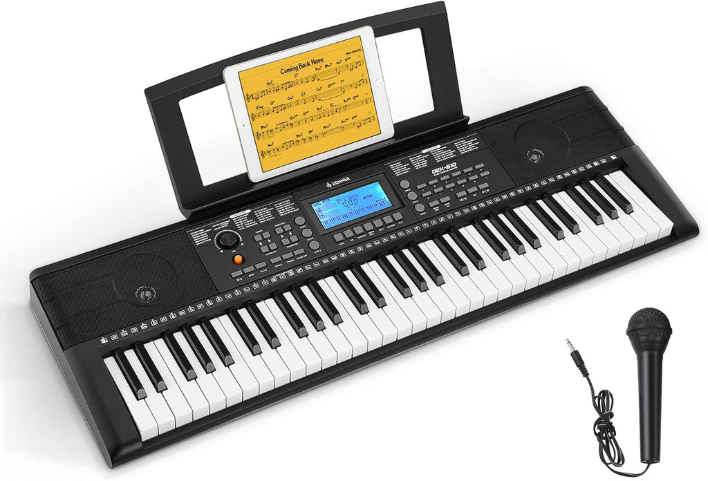 61 Key Full Size Electric Piano with Piano Stand, Stool, Microphone X688
