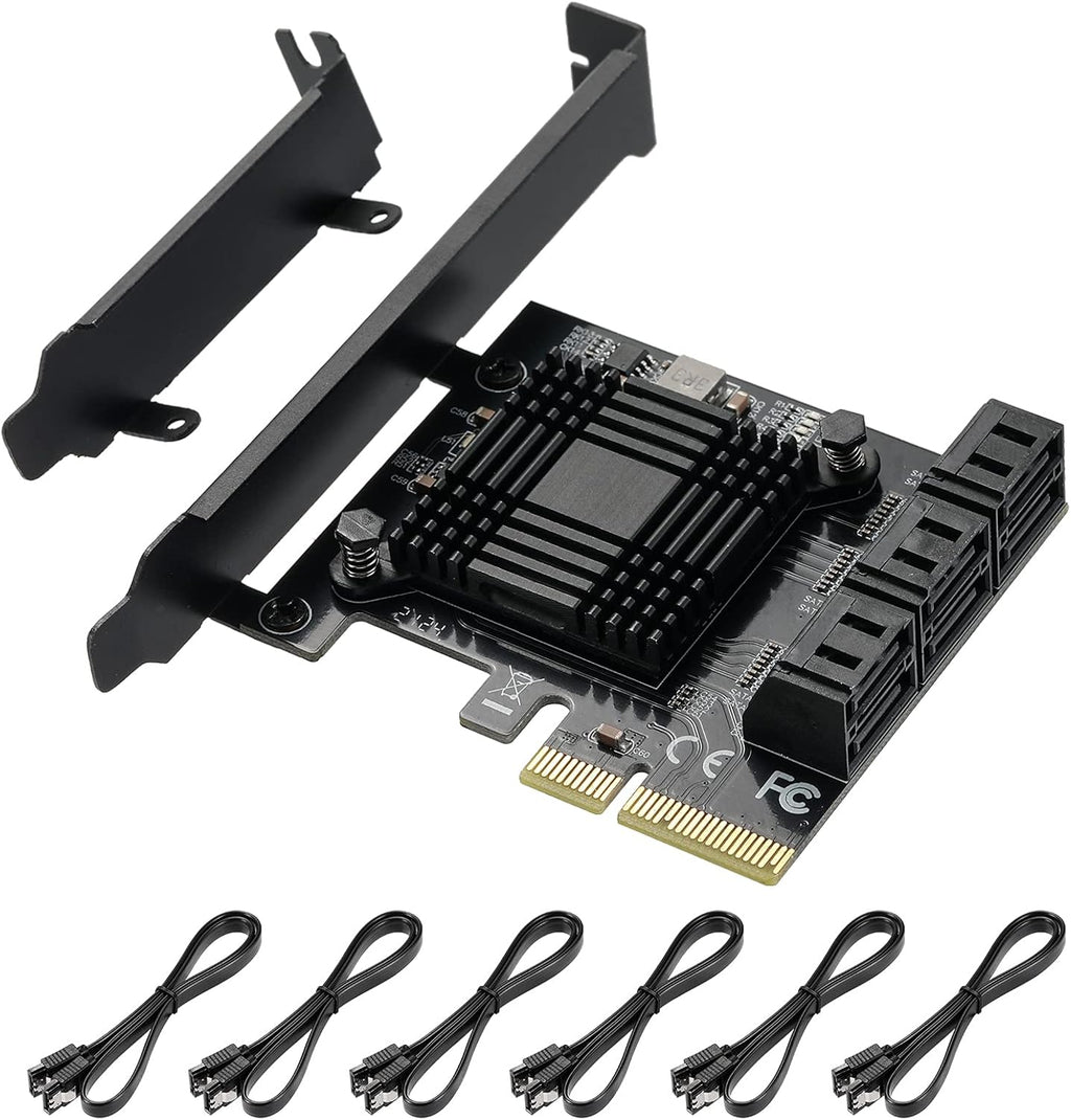 PCIE to SATA 3.0 6 Gbps Controller, 8 SATA Card with Cables, Pack of 2 O63886