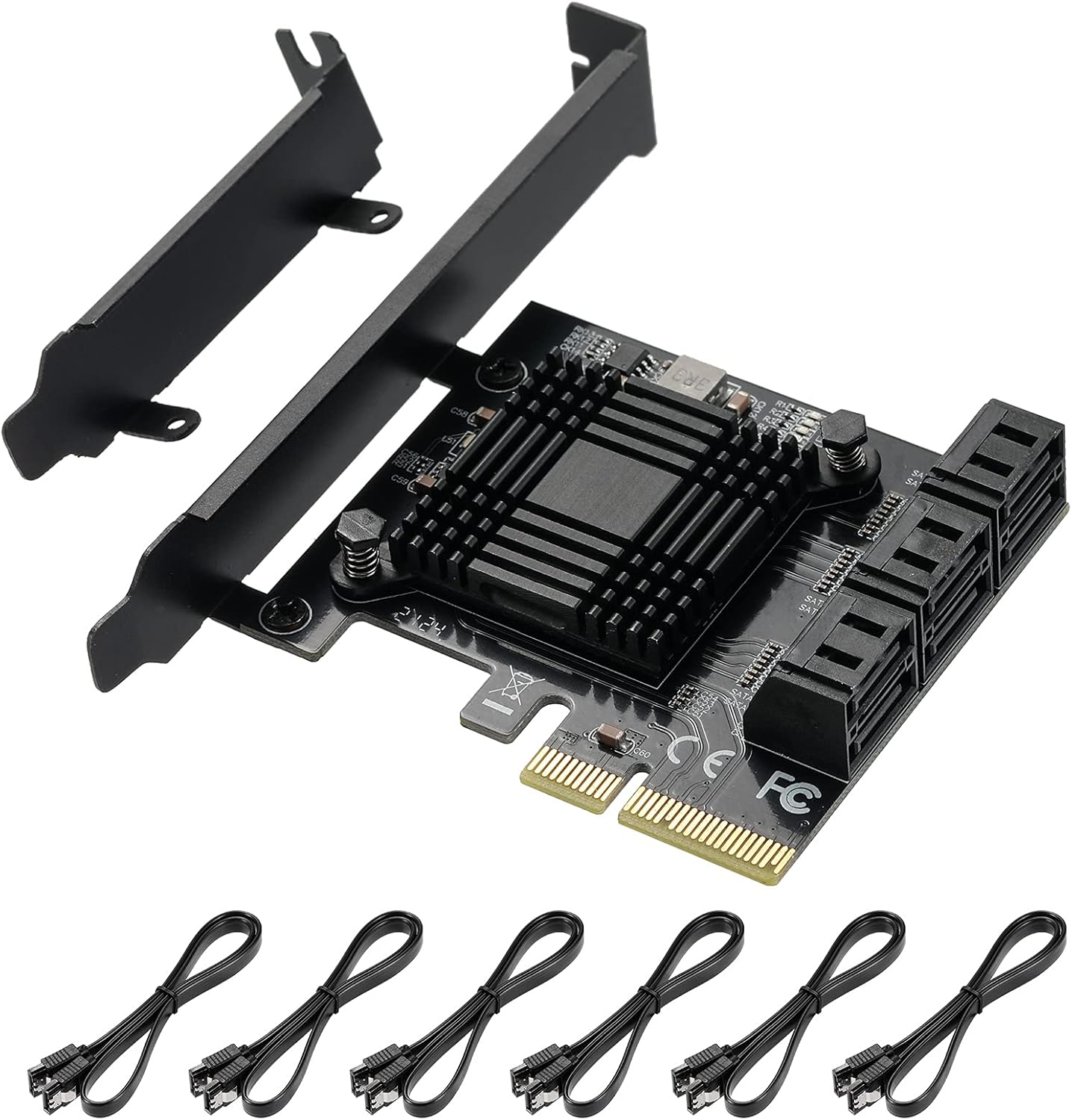 PCIE to SATA 3.0 6 Gbps Controller, 8 SATA Card with Cables, Pack of 2 O63886