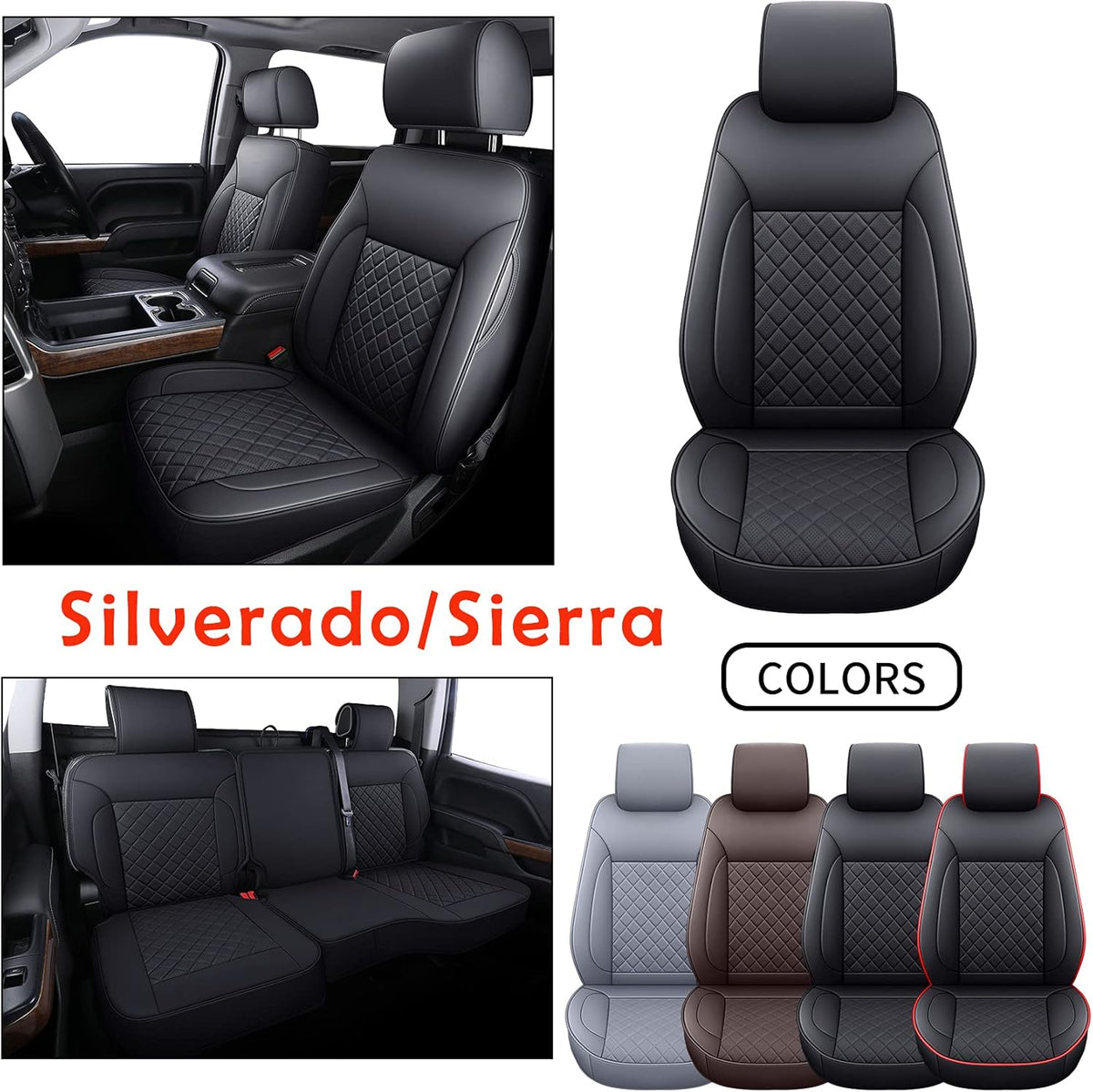 Full Set Water Proof Faux Leather Seat Covers W689417