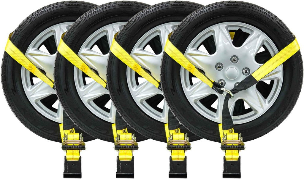 4 Pack 2 x 10' Car Tie Down Ratchet Strap with Flat Hook C2936