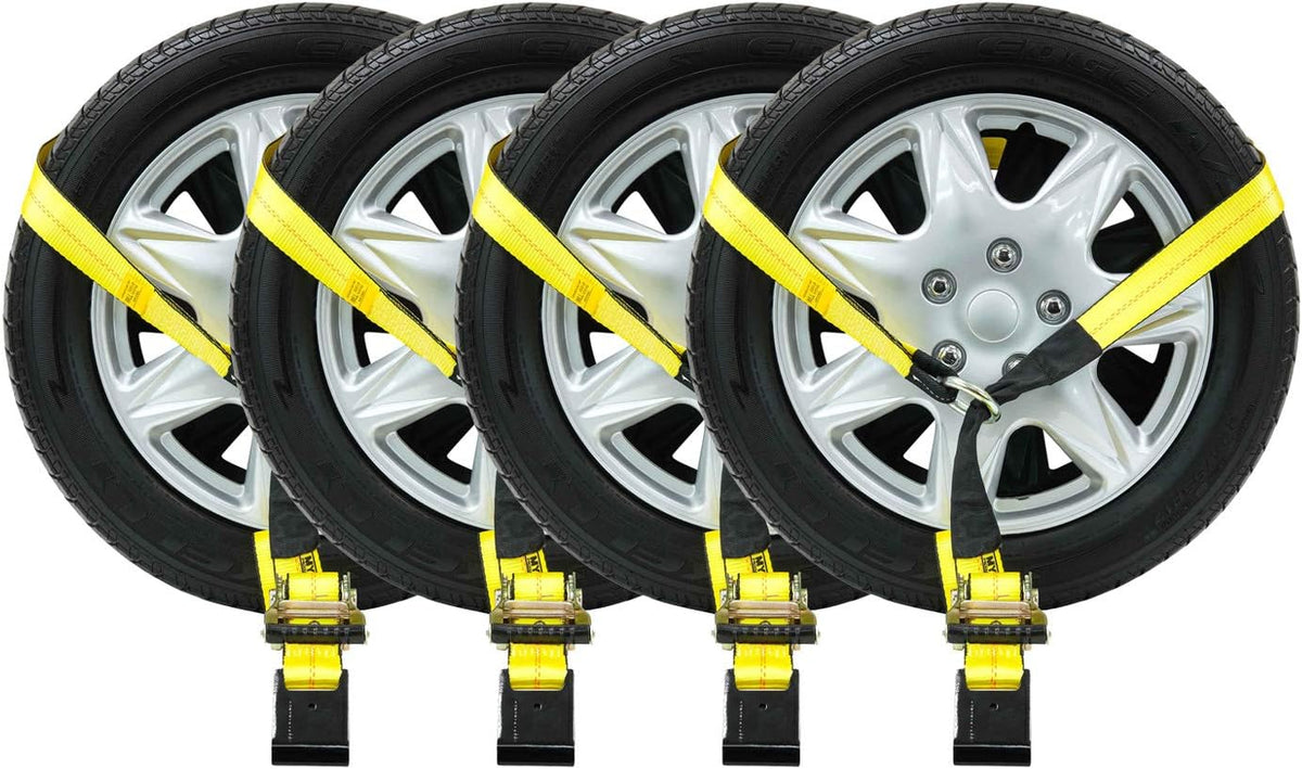 4 Pack 2 x 10' Car Tie Down Ratchet Strap with Flat Hook C2936