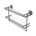 Matte Gray Double Glass Shelf with Towel Bar I795636