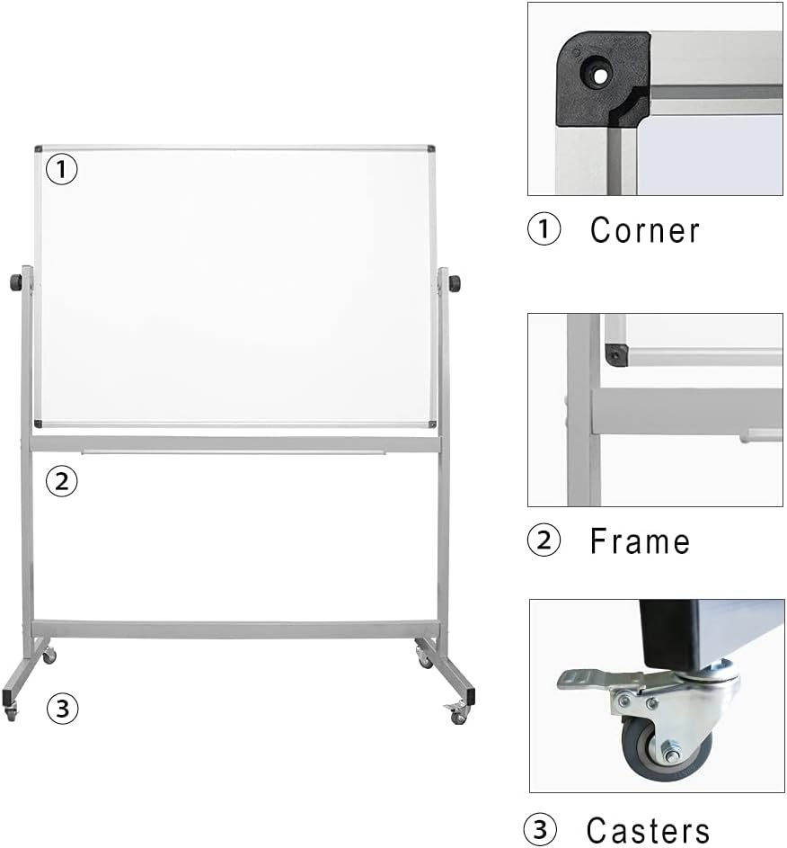 36 x 72 Inch Rolling Double Sided Magnetic Whiteboard O202761