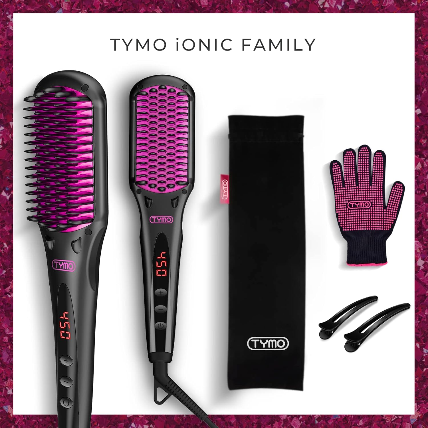 Ionic Hair Straightener Brush with 16 Heat Levels, Pack of 2 V8864