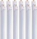 8 Foot LED Tube Lights, 44W 5500lm 6500K, Clear Cover, Pack of 12 H760871